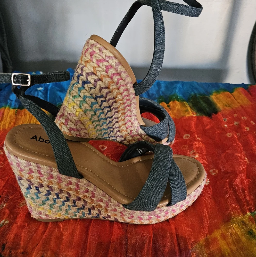 NWTs Denim Wedge Sandals - Multicolor
